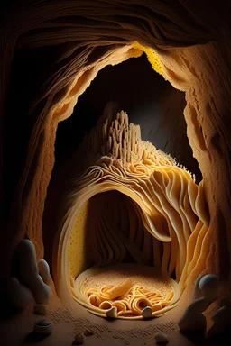 A cave in which there is pasta