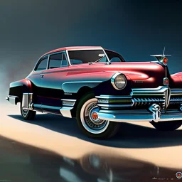 fullbody Drawing of '1948 Tucker Torpedo',intricate detail,by andrea bonelli,Kilian Eng,Ohrai,evan lee,three quarters view, toned colors,16k