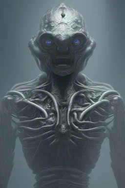 evil berserker, alien, tron, head, bitcoin eyes, 8k, finely detailed, dark light, photo realistic, hr giger