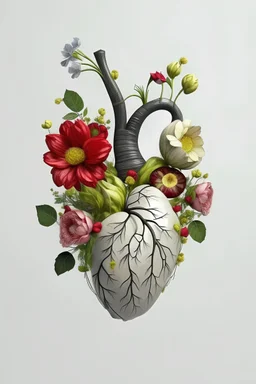 Flowers growing through human heart