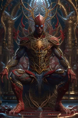 Fhoto full body, reality, Raw, spiderman as king god war, digital art, intricate details, powerful composition, captivating, , trending on artstation, sharp focus, studio photo, intricate details, highly detailed, by addie_digi