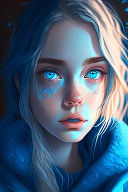 warm and cozy vibes art girl with blue eyes
