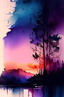 watercolor paint twilight