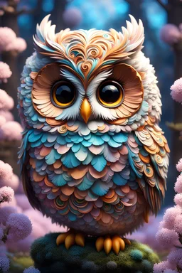 hyperdetailed, 4k, highres, masterpiece, Cute adorable chibi fluffy owl made of swirly clouds, whimsical and endearing style; Bright pastel colors colors; extreme detail; intricate motifs; gorgeous eyes: Bastien Lecouffe Deharme; jeremy_mann; andree_wallin : deep depth of field : bright dramatic lighting : craig_mullins; radial; maximalist; deviantart; Ray Tracing; Yoshikata Amano; Edwin Landseer; Ismail Inceoglu; Russ Mills; Victo Ngai; Bella Kotak; 3d; perfect composition, ultra-realistic, 8k