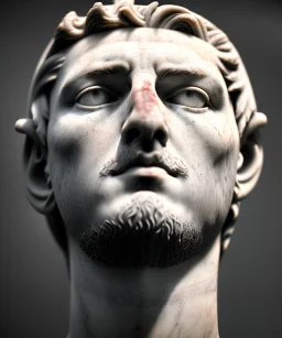 Ultra Realistic image, roman sculpture, marble deluxe material, Angel di maria soccer player, Greece Laurel crown, miguel angel style, chisel style, emperador, waist up portrait, cinematic lighting, God light, god rays, 4k resolution, smooth details, ornate details, soft lighting, unreal engine 5, sky background.