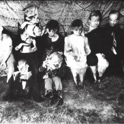 Old creepy photo of unusual folk festival