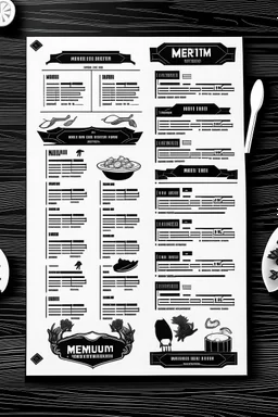 restaurant menu vector white and black