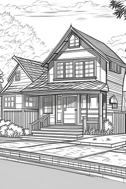 Outline art, house design, garage, no shading, no lines, cartoon style, --ar 9:11