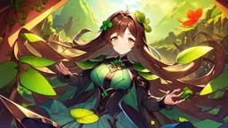 rave poster with Four-leaf clover girl with brown hair and catears