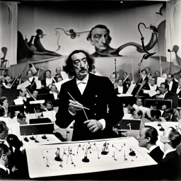 Salvador Dali conducting his symphony orchestra