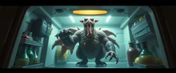 final boss pork turkey sloth captain jones demon in the fridge space craft in the style of fantasy art