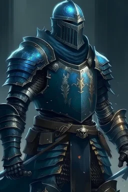 soldier in armor, powered by bluish magic