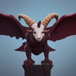 A cute gargoyle with goat horns and wings Nick Harris style