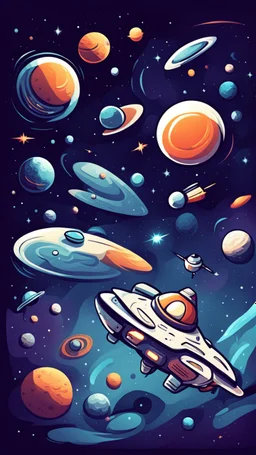 space cartoon stylized. retrow