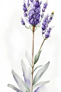 Watercolor painting of a lavender flower, white background, high quality, 8K