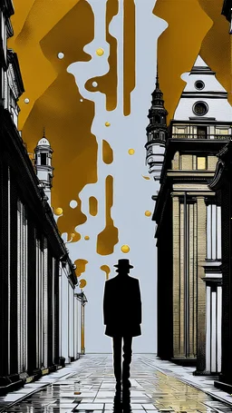 Old city ,minimalism,Abstract black and gold minimalism geometric surreal beautiful fashion portrait,splash art explosion,minimalist surreal surrounding background,surreal lonely depth,deep soul spirit,fantasy surreal geometry,flat,utopia,album art,cover art,album cover,cinematic,8k,epic movie still,sharp focus,by Gustav Klimt,pascal blanche,rutkowski,repin,artstation hyperrealism painting concept art of detailed character,design matte painting,leaf