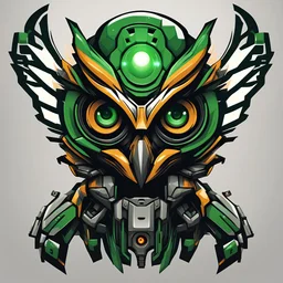 Prompt: "Create a compelling logo by combining a robotic owl face with techpunk aesthetics, exuding confidence and professionalism. Design it in a sharp, detailed vector style, utilizing 32K UHD resolution and 3D lighting effects against a white background. Use the colors Absolute Zero (#0048ba) and Acid Green (#b0bf1a) to ensure color harmony and an eye-catching design. The logo should convey simplicity, user-friendliness, and versatility while representing the concept of a tech-savvy mascot em