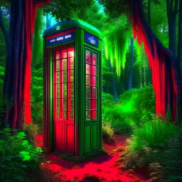 telephone booth bot in an underground grove, in the style of dali, 8k, down-light, soft light, depth of field, photo realism, trending on art station, high detail