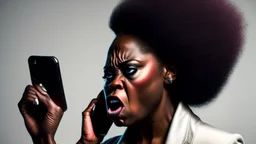 angry black lady mad on phone