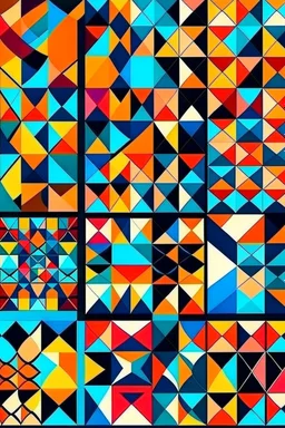 Create a different geometric panels of contrasting colors and shapes. Play with asymmetry and overlapping patterns for an eye – catching design, Hyper realistic, 4k, cut and sew,