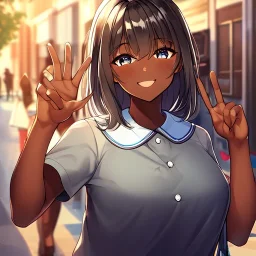 Clear focus,High resolution,High quality, Student, Smiling, Dark skin