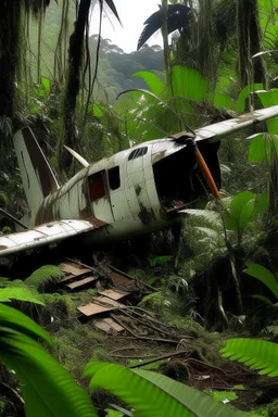 un avion crashé eu milieu de la forêt dense d'amazonie