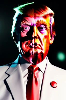 Ultra realistic image, Donald trump zombie, zombie performance, suit, skull, blood, torn arm, night, walking twisted, waist up view, thriller style, dark ambient, highly detailed, White House background, concept art, unreal engine 5, ray tracing, RTX, ultra detail, volumetric lighting, high definition, high resolution.