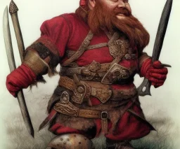  dwarf, fantasy, red beard, axe, detailed armour, Alan lee