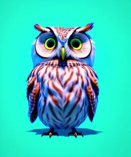 cute, full body owl gradient, one color background