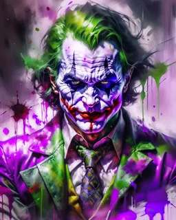 draw joker figure in watercolor and oil painting style