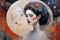 Richard Burlet oil painting tufting tapestry, Otherworldly, young beautiful HD face Princess of the Moon avant-garde organza StarWars fashion, Austrian Symbolism, arcane atmosphere, countryside-style raw dream dimension