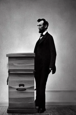 Abraham Lincoln opening a coffin vintage photography, beautiful, Tumblr aesthetic, retro vintage style, HD photography, hyperrealism