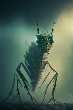 freddy kreuger as a grasshopper, trending art, 8k, depth of field, volumetric fog