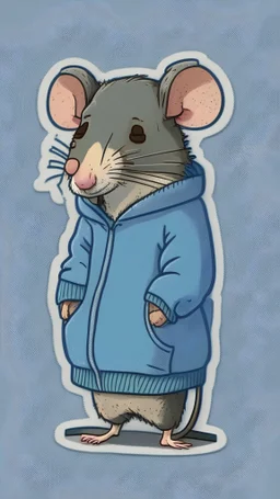 un raton con un sueter, sticker, caricatura