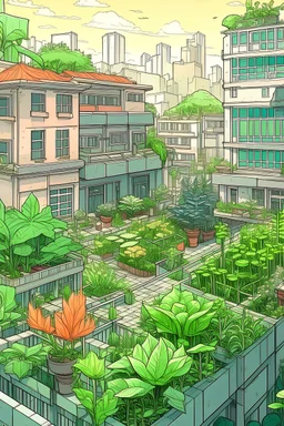 Drema city, plants, drawing, color, beutiful, some pets and humans
