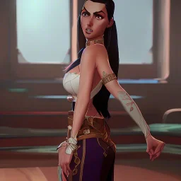 a busty female hero in a sensual dress