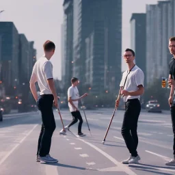 iteawon city night pool team crossing the road drinking beer