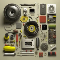 knolling style toy named 'Wifi lost ground', photoreal --s 750