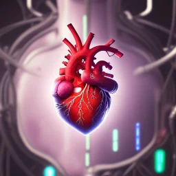  human heart, realistic, cyberpunk,