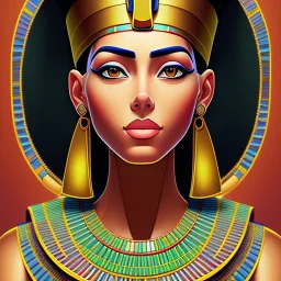 a Portrait of Egyptian queen Nefertiti as studio ghibli