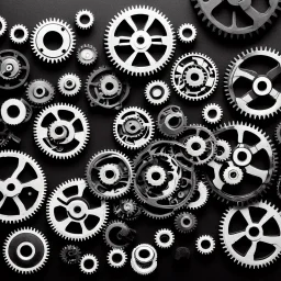 Gears, black background