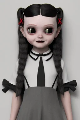 Wednesday Addams toddler, full body,nbokeh, hyper realistic