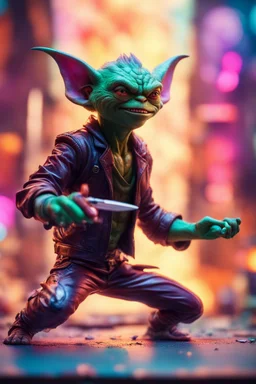 pen outline portrait of rad mad starlord gremlin smashing yoga master by neon wall , prize winning oil painting,bokeh like f/0.8, tilt-shift lens 8k, high detail, smooth render, down-light, unreal engine