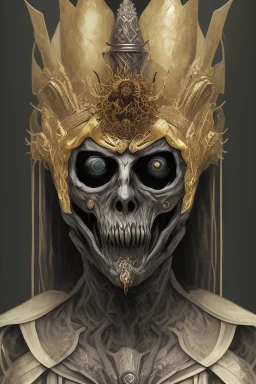 Realistic anime black metal corpsepaint Slipknot mask god with golden crown full body