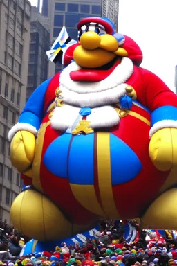 macy's day parade float of giant king dedede from kirby