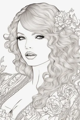 coloring pages of taylor swift for adults, Designs Black and white, No Shading