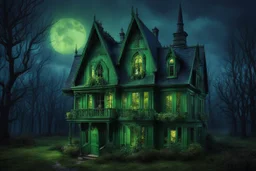 The tall green house with black shutters and a pointed roof like a witch's hood stood out against the dark blue twilight somehow too clearly, like a paper dollhouse. Next to the witches, everything became unreal, even their own house. Witches danced inside the house, watching the Monster die in the magic mirrors placed around the living room. The witches sipped honey wine, splashing it on their dark red dresses, which flew high and fluttered as the sisters, laughing madly, danced around.