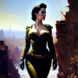 Drawing of beautiful face,'beautiful,Busty Cait(Fallout4)',Sexy stare, ancient skintight armor, balanciaga fashion clothe painting by gaston bussiere, greg rutkowski, yoji shinkawa, yoshitaka amano, tsutomu nihei, donato giancola, tim hildebrandt, Oil on canvas, cinematic composition, extreme detail,fit full head inside picture,16k