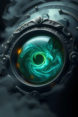 Ancient alchemical eye with swirling luminescent liquid inside, faint glowing runes etched on the surface, intricate metallic framework, surrounded by mysterious mist, fantasy artifact, highly detailed, sharp focus, mystical ambiance, dark and moody, cinematic lighting