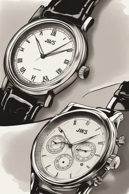 Black wristwatch containing the word jiks